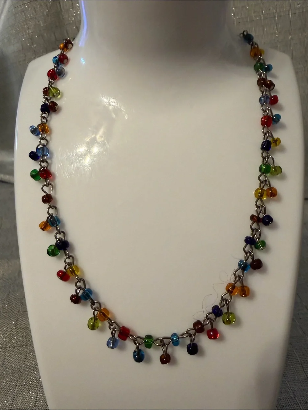 Multicolor Glass Bead Cluster Necklace - Women Jewelry